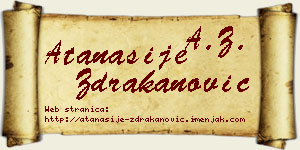 Atanasije Ždrakanović vizit kartica
